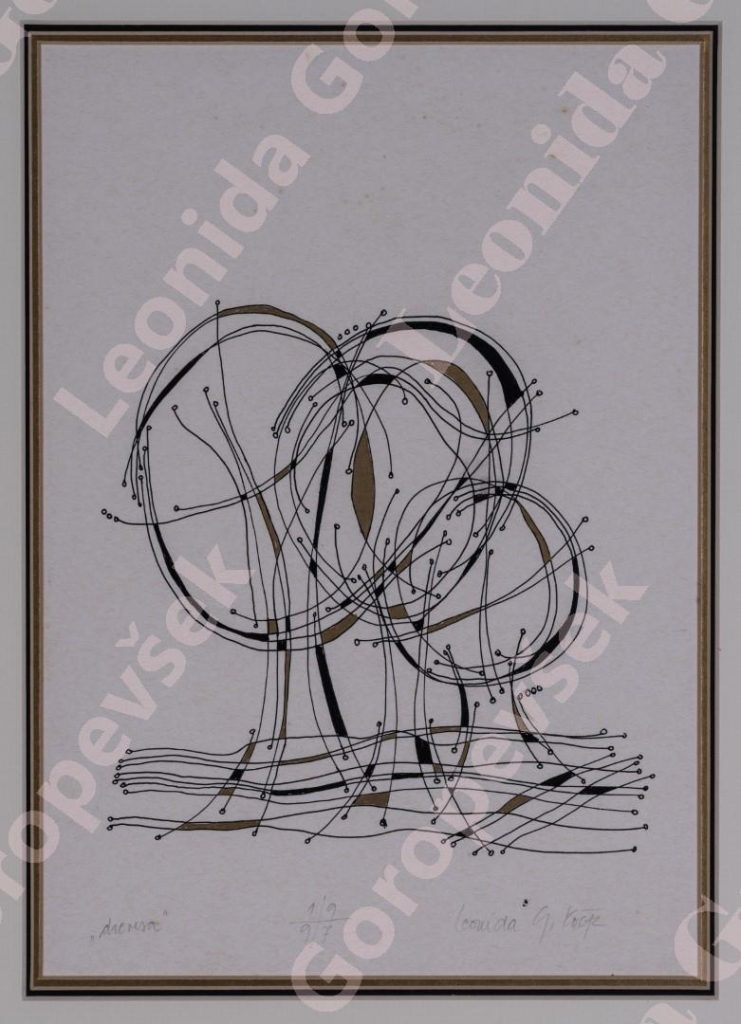 Risba s tušem - "Drevesa" - Leonida Goropevšek, 1997