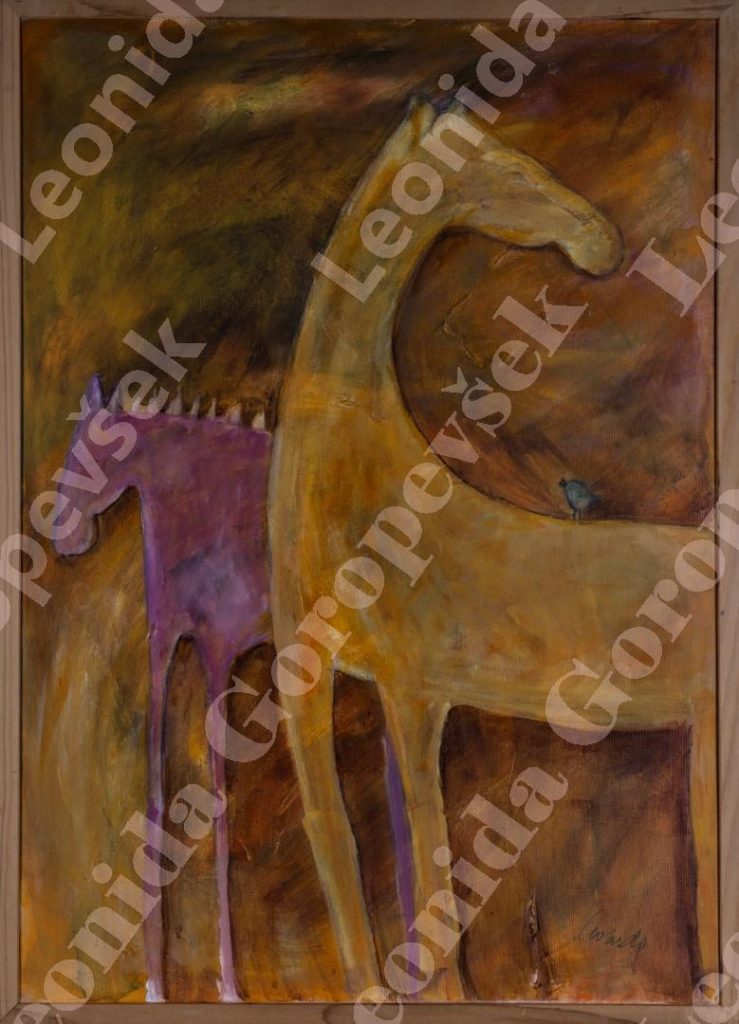 Akril na platnu - "Konja" - 70x50cm  - Leonida Goropevšek, 2018